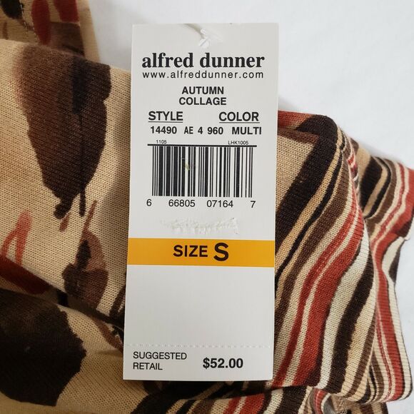 Alfred Dunner Womens Top Small Floral 3/4 Sleeve Embellished Striped Split V Nec - Picture 9 of 10